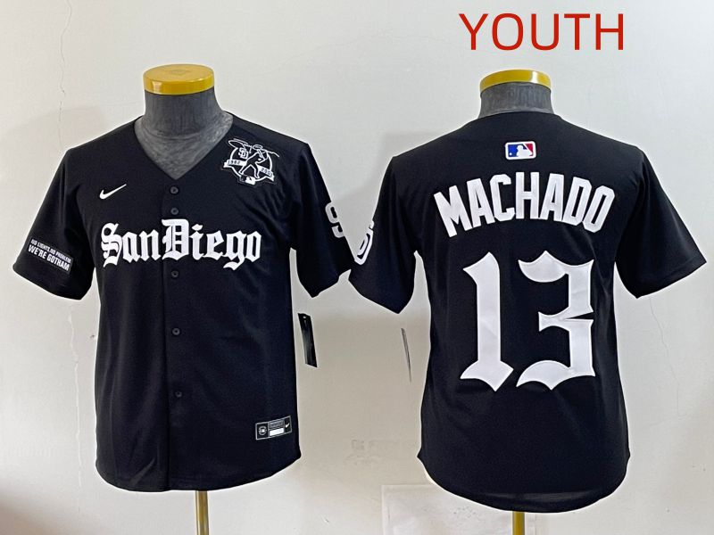 Youth 2025 San Diego Padres 13 Machado Black Five generations Joint Name Nike MLB Jersey style 19